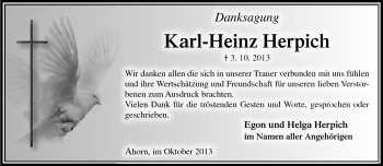 Traueranzeige von Karl-Heinz Herpich von Neue Presse Coburg