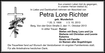 Traueranzeige von Petra Lore Richter von Frankenpost