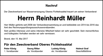 Traueranzeige von Reinhardt Müller von Frankenpost