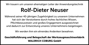 Traueranzeige von Rolf-Dieter Neuser von Neue Presse Coburg