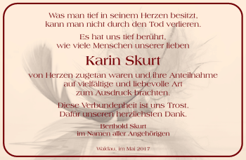 Traueranzeige von Karin Skurt von Südthüringer Presse