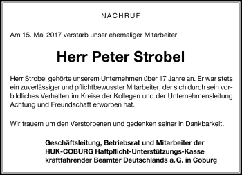 Traueranzeige von Peter Strobel von Neue Presse Coburg