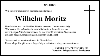 Traueranzeige von Wilhelm Moritz von Neue Presse Coburg