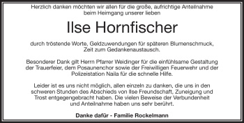 Traueranzeige von Ilse Hornfischer von Frankenpost