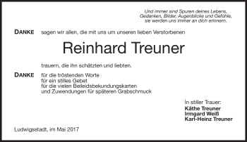 Traueranzeige von Reinhard Treuner von Neue Presse Coburg