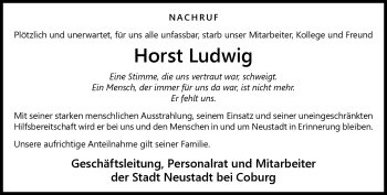 Traueranzeige von Horst Ludwig von Neue Presse Coburg