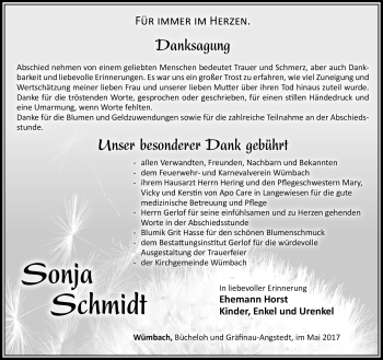 Traueranzeige von Sonja Schmidt von Südthüringer Presse