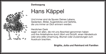 Traueranzeige von Hans Käppel von Frankenpost