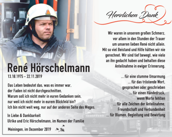 Traueranzeige von René Hörschelmann von Südthüringer Presse