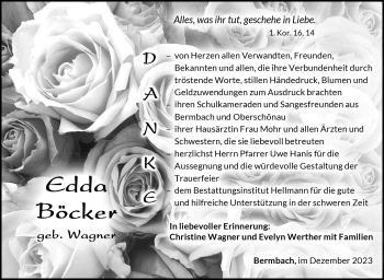 Traueranzeige von Edda Böcker von Südthüringer Presse