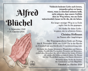 Traueranzeige von Alfred Blüchel von Südthüringer Presse