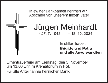 Traueranzeige von Jürgen Meinhardt von Frankenpost