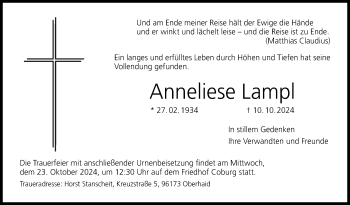 Traueranzeige von Anneliese Lampl von Neue Presse Coburg