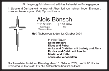 Traueranzeige von Alois Bönsch von Frankenpost