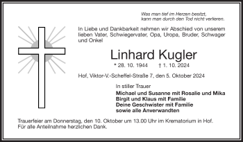 Traueranzeige von Linhard Kugler von Frankenpost