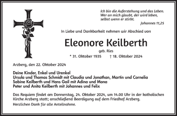 Traueranzeige von Eleonore Keilberth von Frankenpost