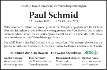 Traueranzeige von Paul Schmid von Frankenpost