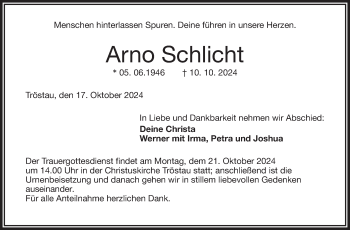 Traueranzeige von Arno Schlicht von Frankenpost