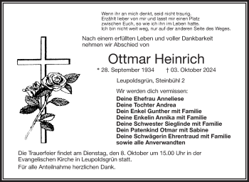 Traueranzeige von Ottmar Heinrich von Frankenpost