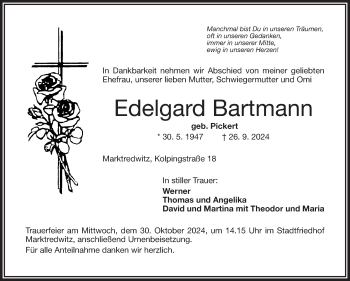 Traueranzeige von Edelgard Bartmann von Frankenpost