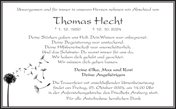 Traueranzeige von Thomas Hecht von Frankenpost