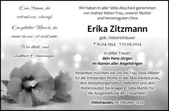 Traueranzeige von Erika Zitzmann von Südthüringer Presse