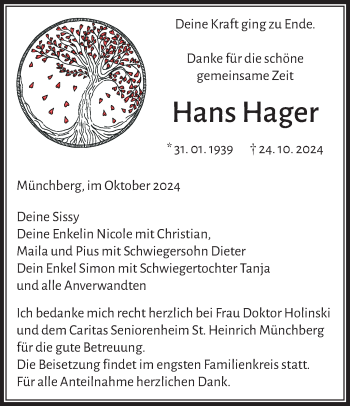 Traueranzeige von Hans Hager von Frankenpost