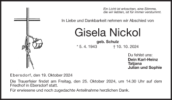 Traueranzeige von Gisela Nickol von Neue Presse Coburg