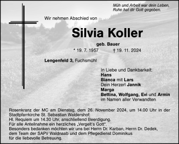 Traueranzeige von Silvia Koller von Frankenpost