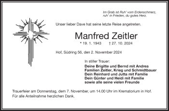 Traueranzeige von Manfred Zeitler von Frankenpost