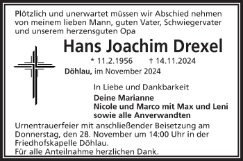 Traueranzeige von Hans Joachim Drexel von Frankenpost