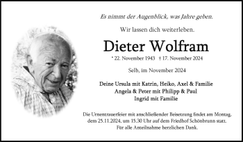 Traueranzeige von Dieter Wolfram von Frankenpost