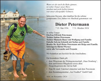 Traueranzeige von Dieter Petermann von Südthüringer Presse