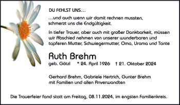 Traueranzeige von Ruth Brehm von Frankenpost