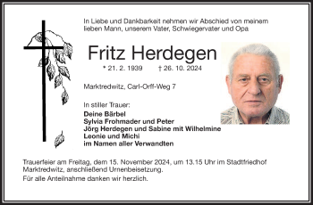 Traueranzeige von Fritz Herdegen von Frankenpost