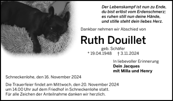 Traueranzeige von Ruth Douillet von Neue Presse Coburg