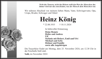 Traueranzeige von Heinz König von Südthüringer Presse