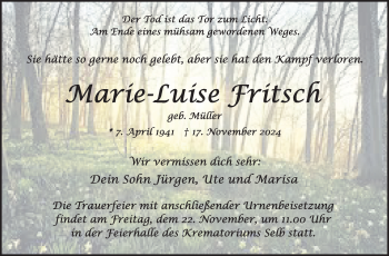 Traueranzeige von Marie-Luise Fritsch von Frankenpost