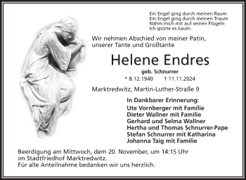 Traueranzeige von Helene Enders von Frankenpost