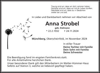 Traueranzeige von Anna Strobel von Frankenpost