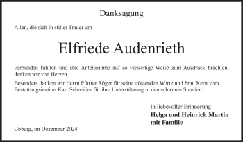 Traueranzeige von Elfriede Audenrieth von Neue Presse Coburg