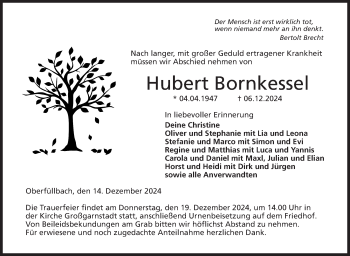 Traueranzeige von Hubert Bornkessel von Neue Presse Coburg