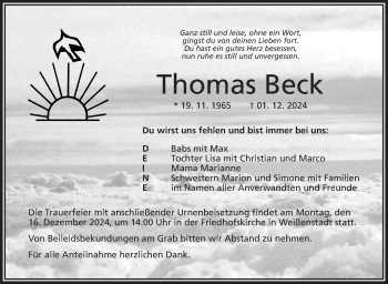 Traueranzeige von Thomas Beck von Frankenpost