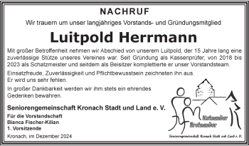 Traueranzeige von Luitpold Herrmann von Neue Presse Coburg