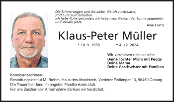 Traueranzeige von Klaus-Peter Müller von Neue Presse Coburg