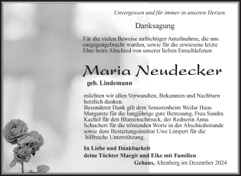 Traueranzeige von Maria Neudecker von Südthüringer Presse