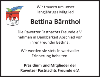 Traueranzeige von Bettina Bärnthol von Frankenpost