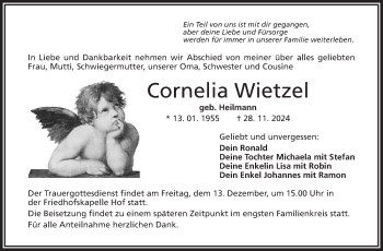 Traueranzeige von Cornelia Weitzel von Frankenpost