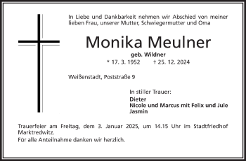 Traueranzeige von Monika Meulner von Frankenpost