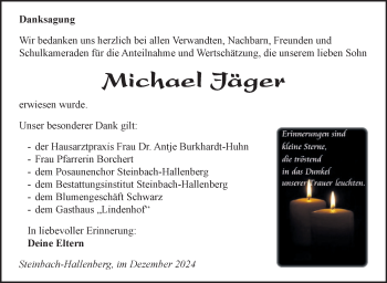 Traueranzeige von Michael Jäger von Südthüringer Presse